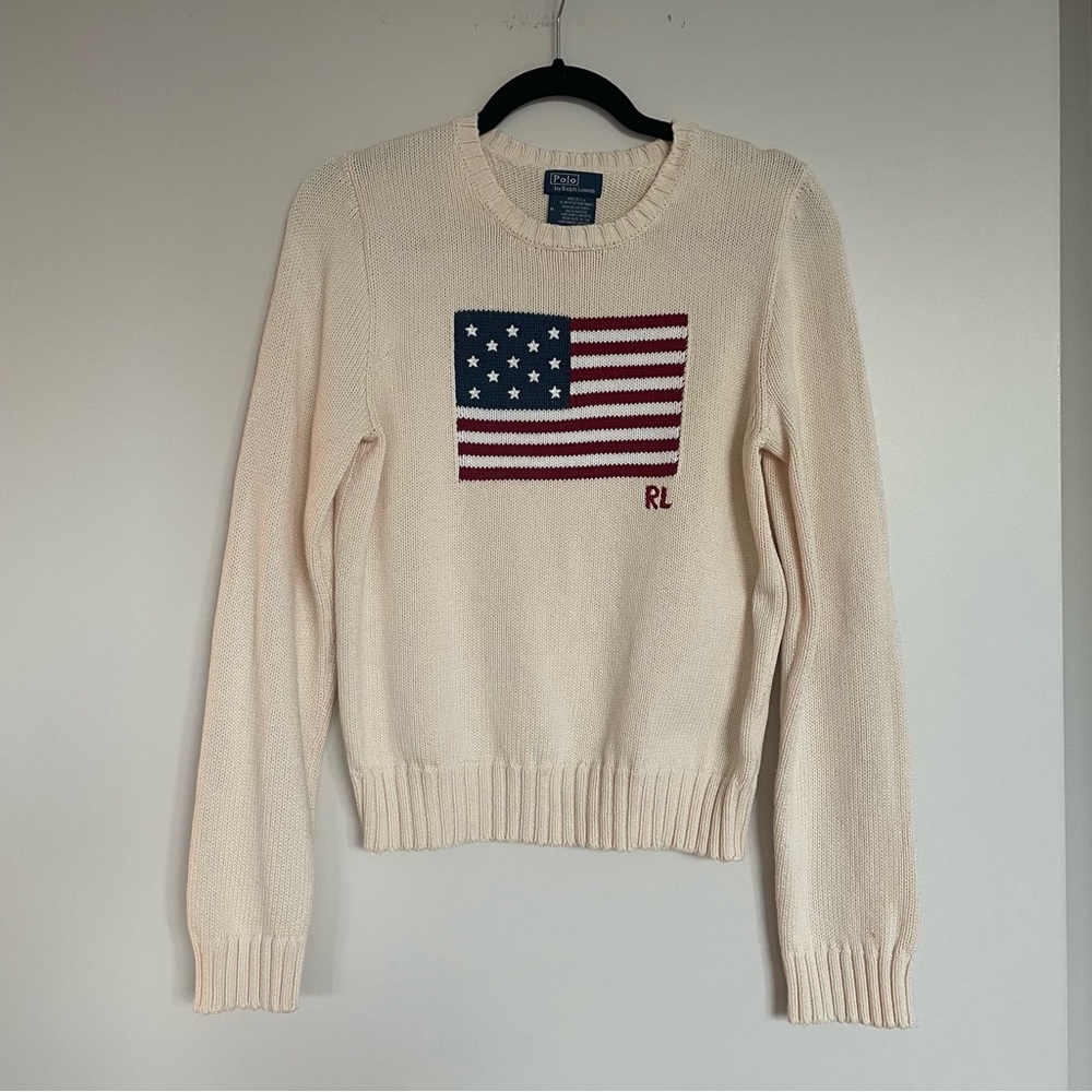 Ralph Lauren Ivory Sweater with Flag Design